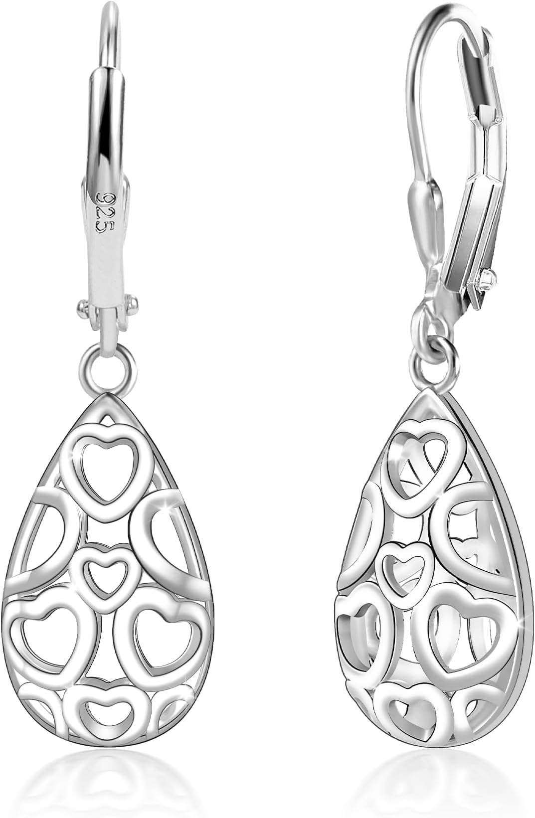 925 Sterling Silver Teardrop Leverback Earrings for Women Girls Waterdrop Tear Drop Dangle Earrings Jewelry Hypoallergenic Silver Teardrop Leverback Dangle Earring for Women