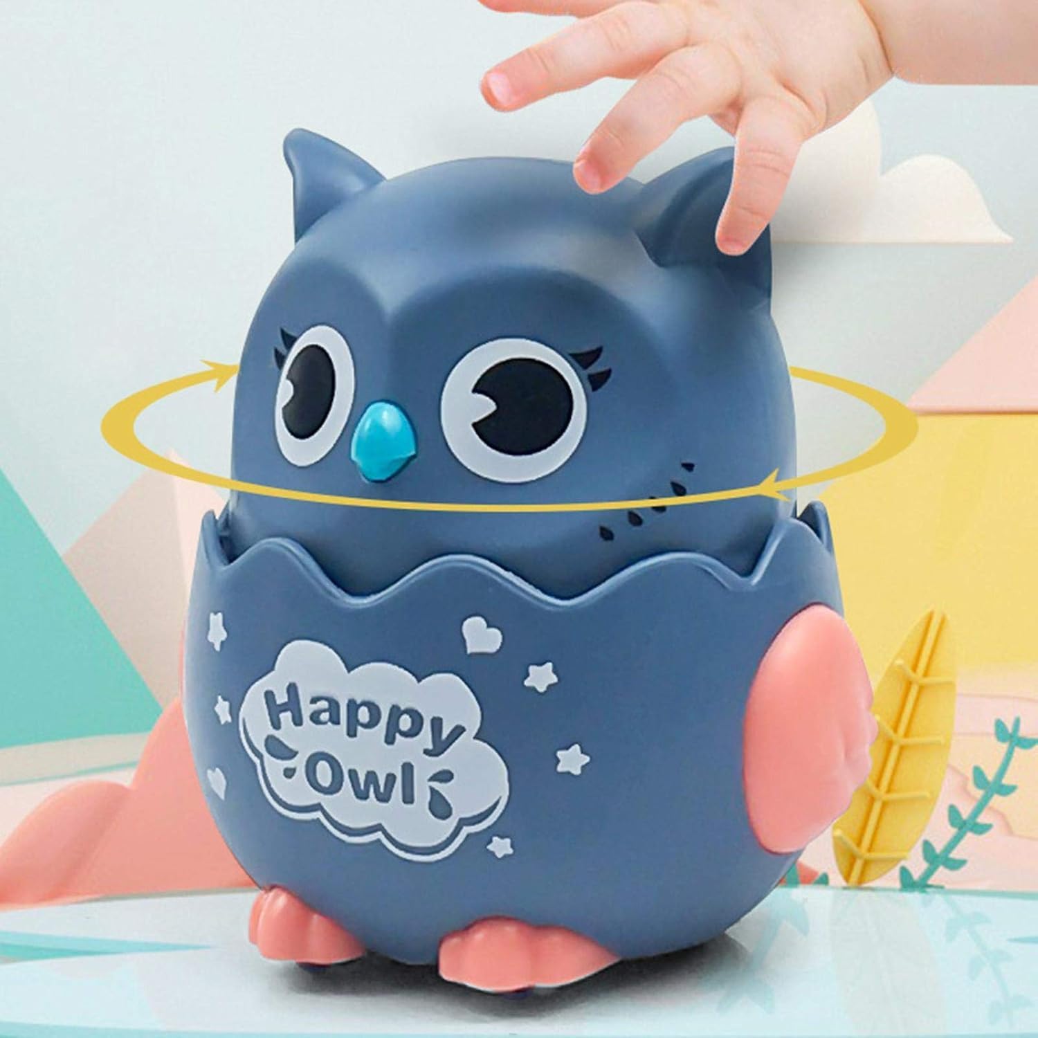Crackles Press & Go Owl Toy for Babies & Toddlers – Cute Cartoon Push and Go Animal Car – Friction Powered Mini Toy – Multicolor – Pack of 2 3