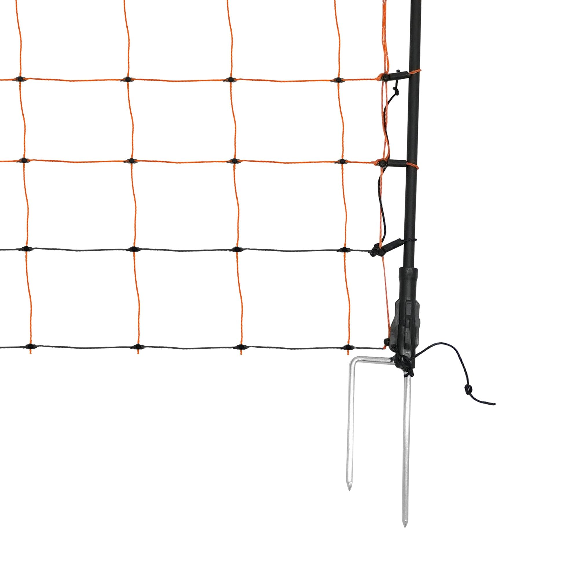 Malla Eléctrica para Aves de Corral 50m Conductora | 1.2m de Altura | Polietileno con Alambre de Acero Inoxidable | 14 Estacas Dobles + 10 Estacas de Tierra extra | Kit de Reparación INCLUÍDO