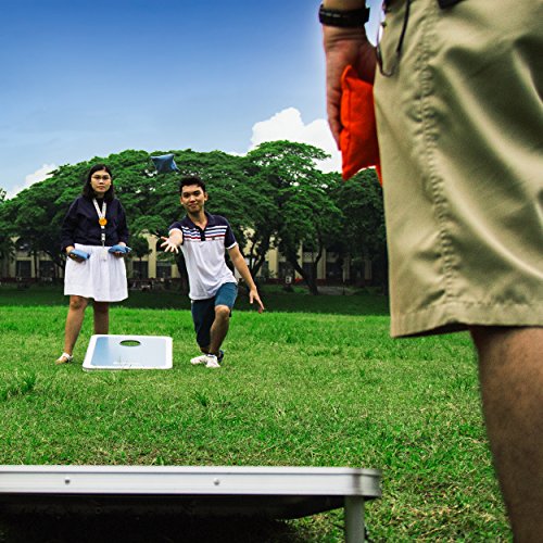 image for Harvil Aluminum-Framed Cornhole Bean Bag Toss Game Set with 8 Double-L
