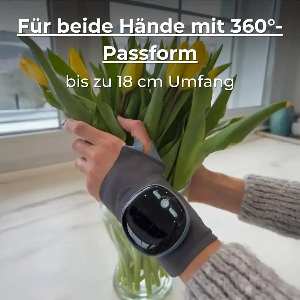 asipu Nervio 3-in-1 – Effektive Schmerzlinderung handgelenkstütze mit wärme, handgelenk massage für Gelenkschutz Kabelloses EMS Handgelenk Massagegerät mit Wärme, 9 Intensitäten & 5 Modi
