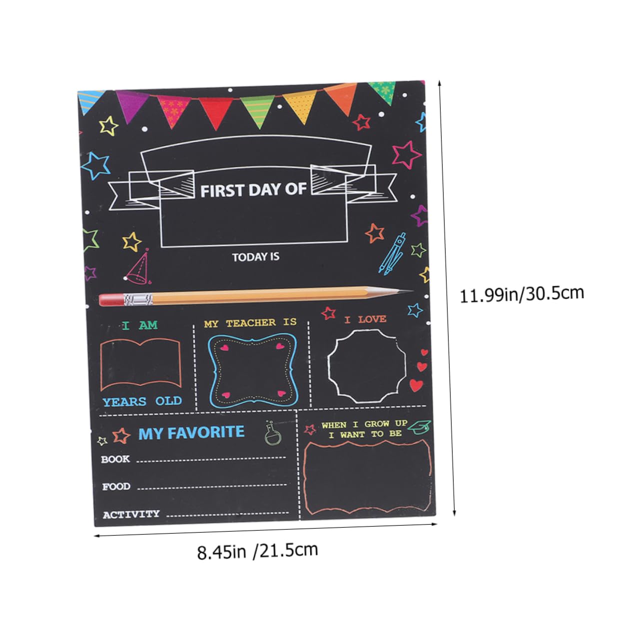 jojofuny 1Set Double Sided School Sign Board First Day Chalkboard with Random Colored Chalks Eraser for Kindergarten Bulletin Home Decoration