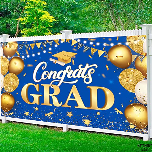Image of KatchOn, XtraLarge Congrats Grad Banner - 72x44 Inch, Congratulations Banner | Graduation Class of 2026, Blue and Gold Grad Decorations Class of 2026 | 2026 Graduation Decorations