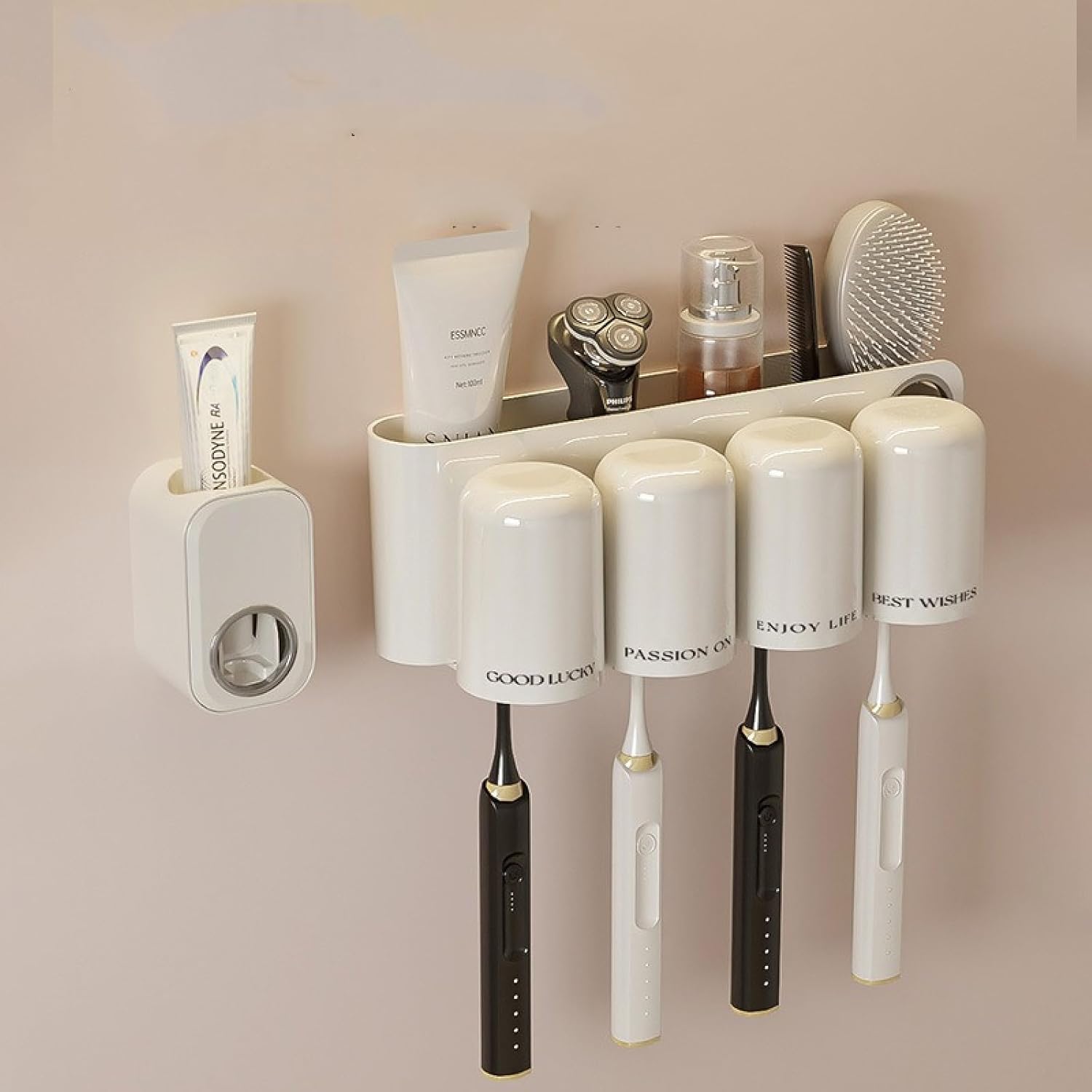 Toothbrush Holder Wall Mounted Toothbrush Storage Rack Brushing Cup Wall Hanging Set Toilet Mouthwash Cup Tooth Cup Holder