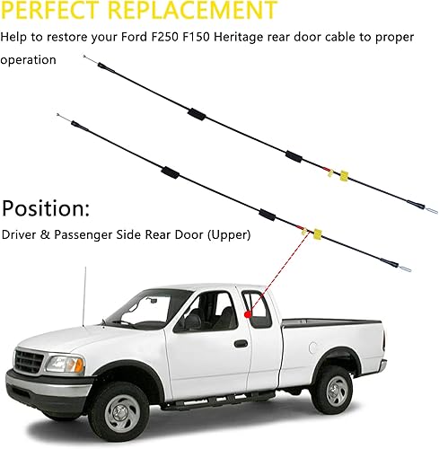 Miniatura 18 de Cable de pestillo de puerta trasera derecha compatible con Ford E150 E250 E350 E450 E550 Econoline Van 1992-2014 Pestillo de puerta de carga trasera