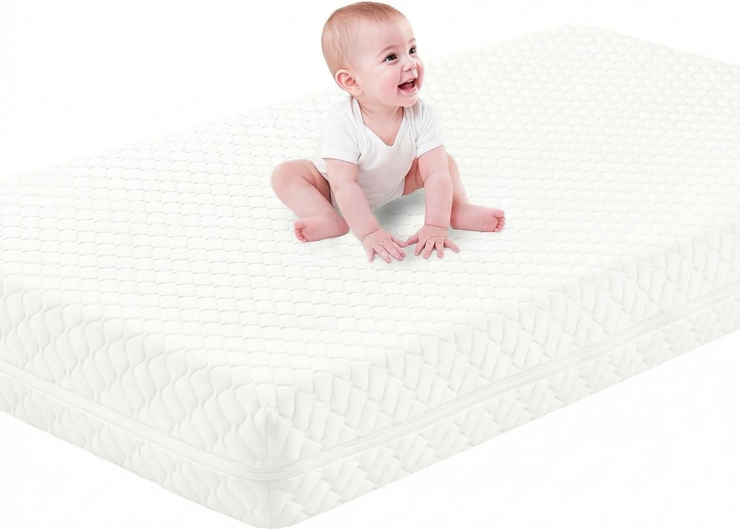Crib Mattress, Dual-Sided Breathable Baby and Toddler Memory Foam Mattress with Removable and Washable Cover, 100% Knitted Fabric, Fits Standard Cribs and Toddler Beds, 52" x 28" x 5"