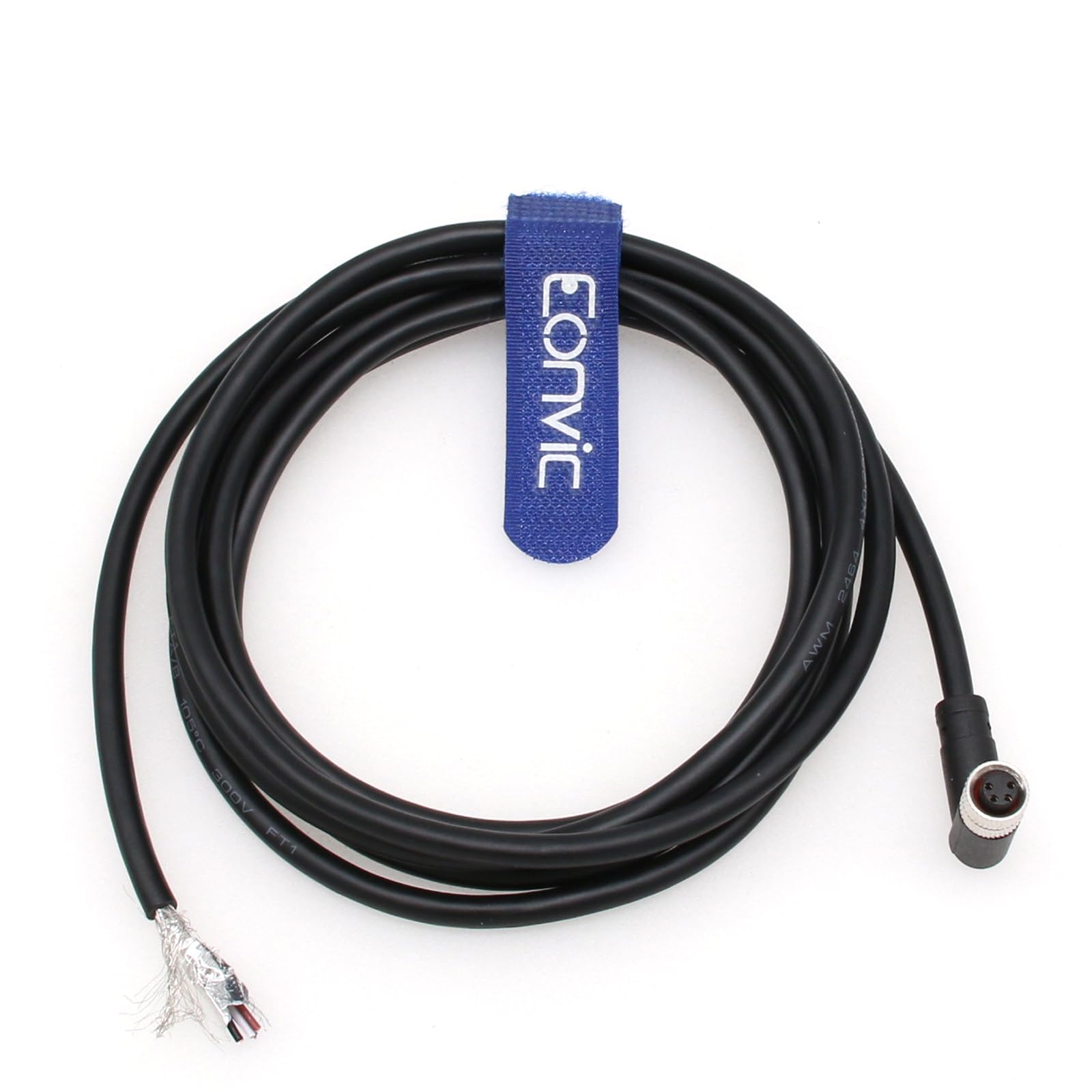 Eonvic Industrial M8 4 Pin A-Code Female Right Angle to Open Connector Molded Shielded Aviation Sensor Cable Waterproof IP67 Cat 5e High Flex Cable 3M - Image 4