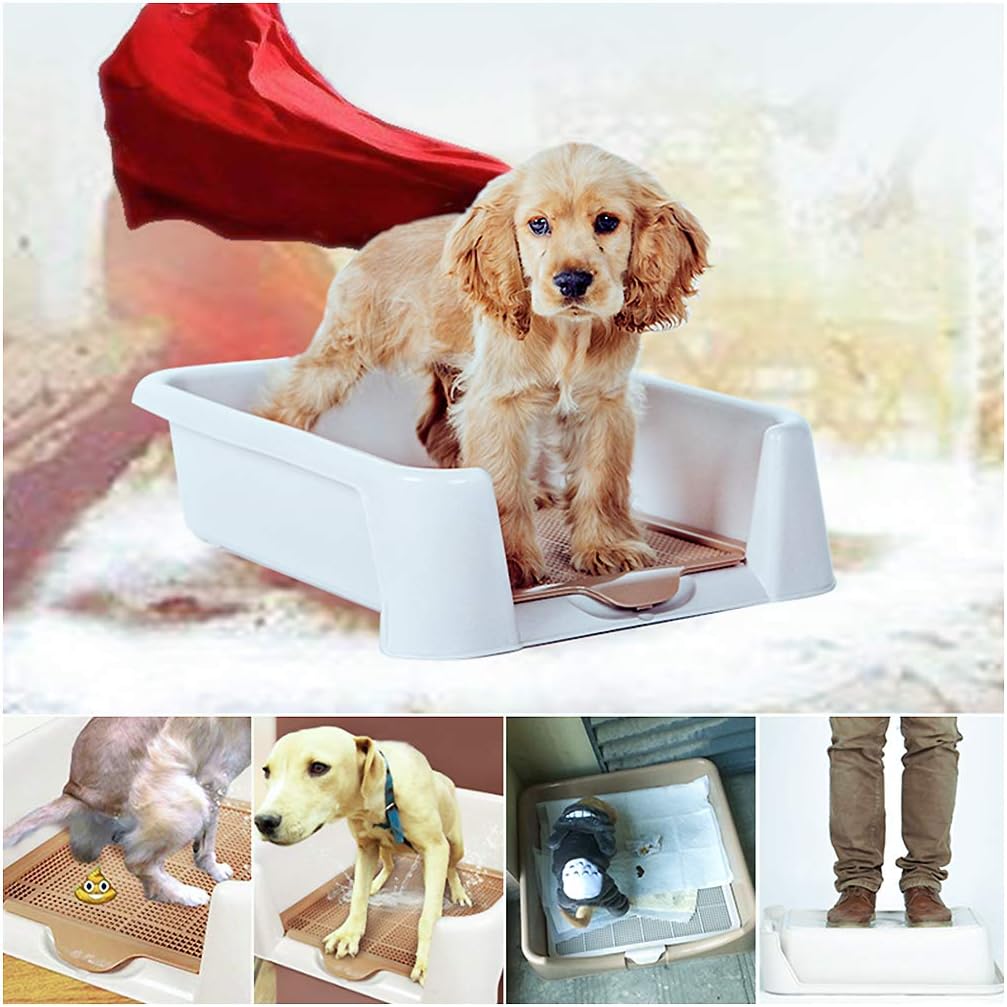 HORV Indoor Outdoor Training Tray for Dogs Litter Box Toilet with Fence, Pee Post for Male Pets, Keep Paws Dry & Floor Clean : Pet Supplies