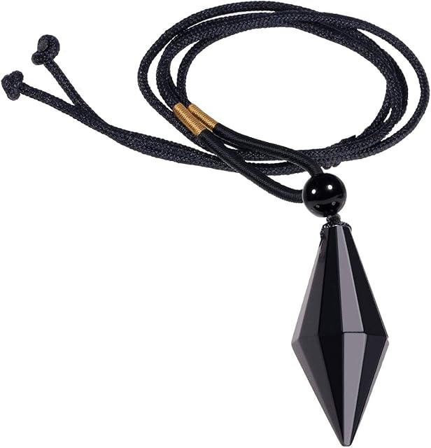 Nupuyai Reiki Healing Crystal Point Necklace for Women Men, Stone Pendulum Pendant with Adjustable Cord 65cm