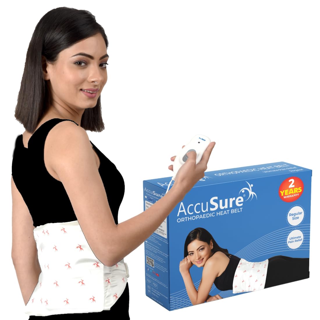 AccuSure Orthopaedic Fast Heating Belt with 3 Level Heating Control for Fast Pain Relief at Back|Waist|Abdomen|Shoulder| Comes with Soft Washable Printed Cloth Cover - XL-image-38