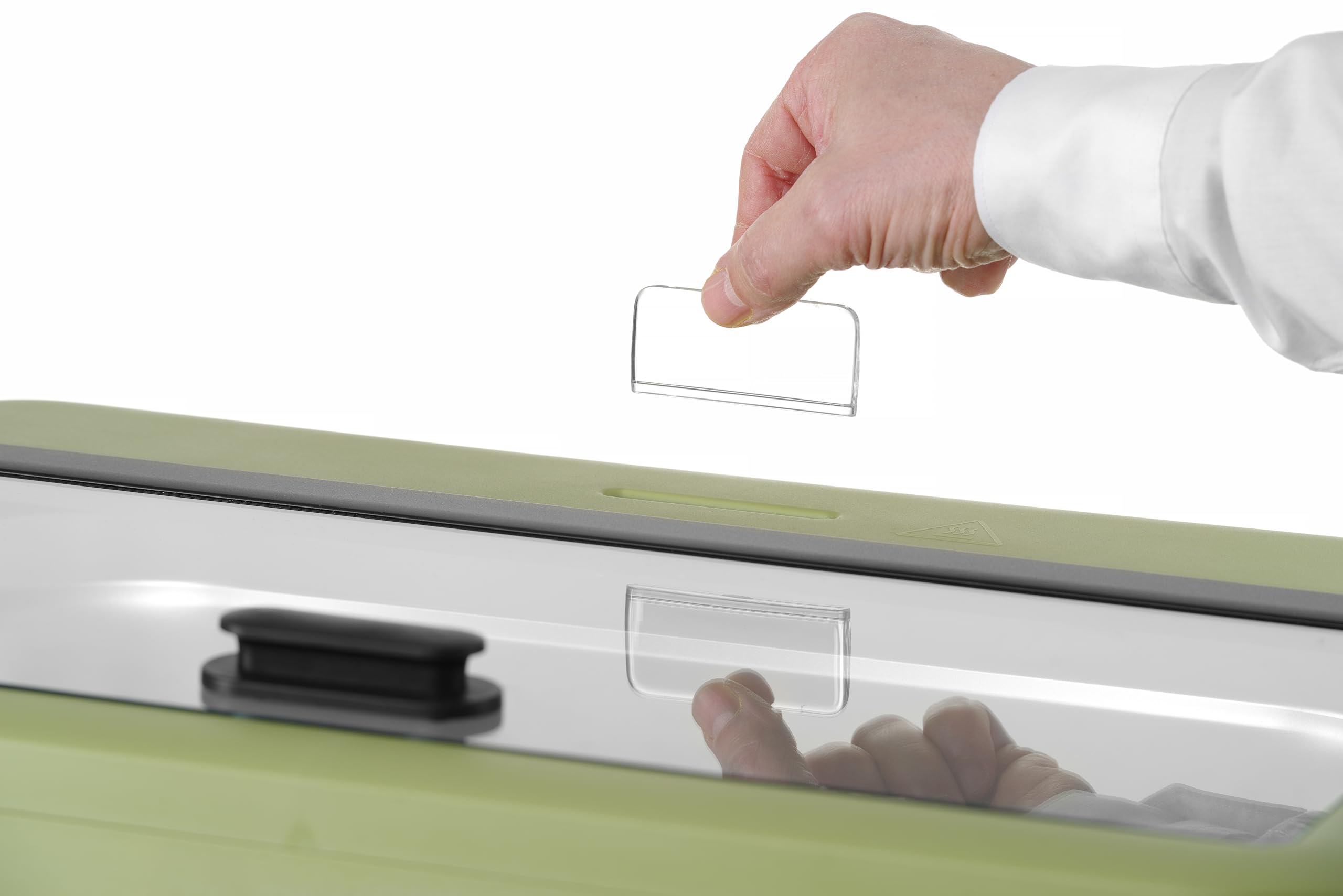 HENDI Chafing dish elettrico UNIQ per buffet, GN 1/1, 12,5L, 35-85°C, 220-240V, 700W, 607x402x(H)245mm, alluminio, acciaio inox, PP, vetro temperato, verde