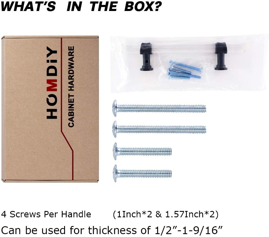 ❤ Crazy Deals homdiy Acrylic Cabinet Handles Black Drawer Dresser Pulls HD9165BK 3in(76mm) Hole Center Kitchen Drawer Door Handles Bathroom Cabinet Hardware 25 Pack