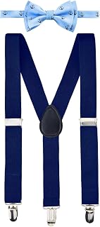 Boy's Suspender Bow Tie Set Classic Anchor Woven Pre-Tied Bow Tie