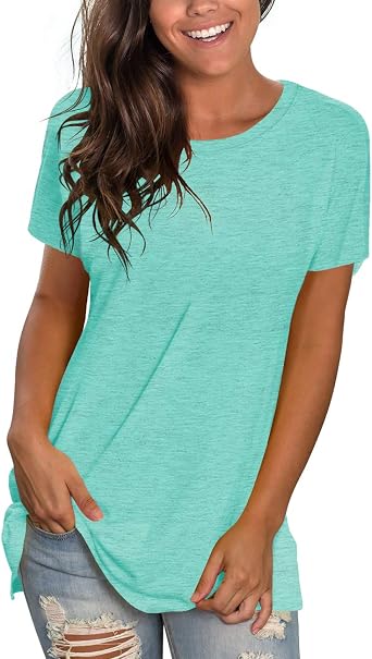 Saloogoe Womens Loose Fit Tshirts Short Sleeve Summer Tops Casual Workout Yoga Tunic T Shirts Tops