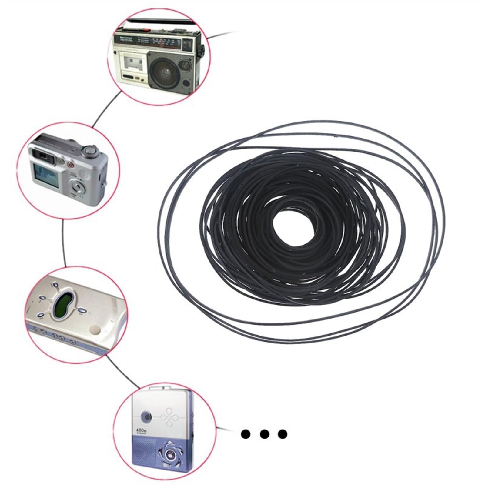 Cinghia Dentata Confezione Da 30-120 Pezzi Di Gomma Di Ricambio Per CD Per DVD, Nastro In Gomma Per Giradischi, Registratore A Cassetta Cinghia Di Trasmissione(Mix 120pcs)