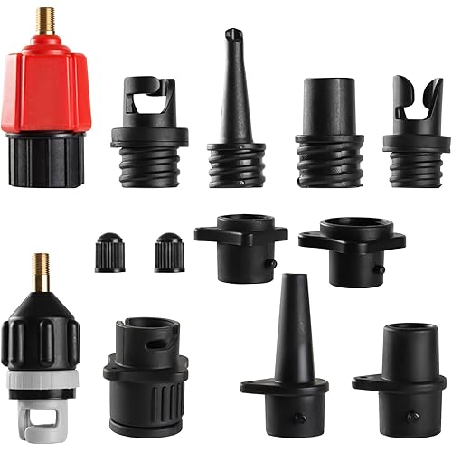 CANIPHA Inflatable SUP Pump Adaptor, Paddle Board SUP Valve Adapter with 9 Standard Conventional Air Pump Nozzles for Inflatables SUP Inflator Adapter Inflatable Boat Paddle Board SUP Board
