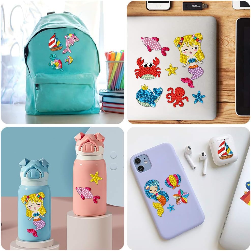 Miniatura 5 de Juego de 87 calcomanías de pintura de diamantes 5D para niños y niñas de 6 a 8 años, 10 a 12 años, calcomanías de arte de generación para niños,