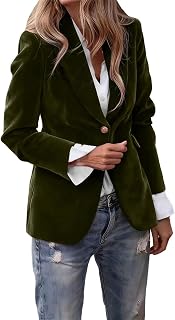 Velvet Blazer Women Casual Business Button Up Jacket Fall Winter Coats Notch Lapel Work Office Suit Jackets