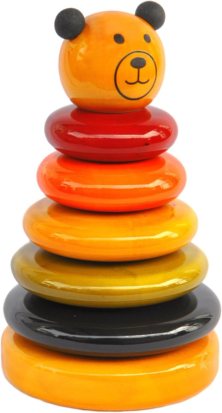 Handmade Wooden Rainbow Stacking Toy Cub Made Using Natural Colors for Toddlers 12 Months Old and up, Helps in Early Education and Development | Cubby