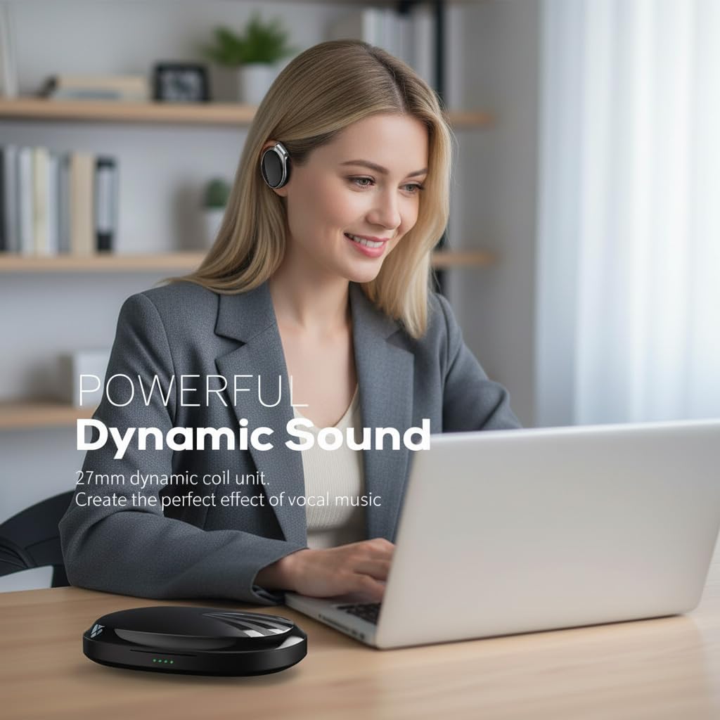 Wireless Open Ear Headphones with Ear Hook, Bluetooth 5.4, Dual Device Simultaneous Connection, Clip-On Design, Lightweight Earbuds for Sports, Running, Gym