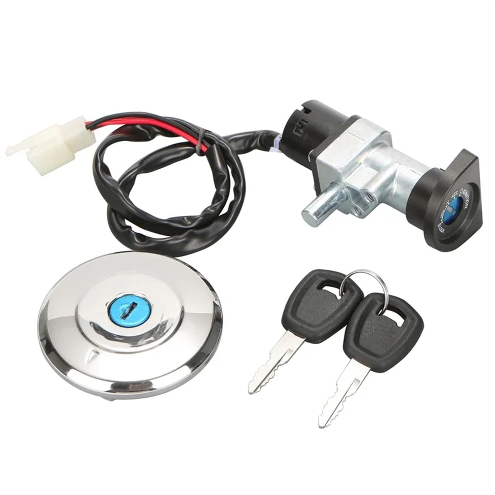Blocchetto Accensione Moto 1 Set Per Street 500/750 Blocco Interruttore Accensione Moto A 3 Fili + Blocco Coperchio Tappo Serbatoio Carburante Con 2 Chiavi Accessori Interruttore Accensione