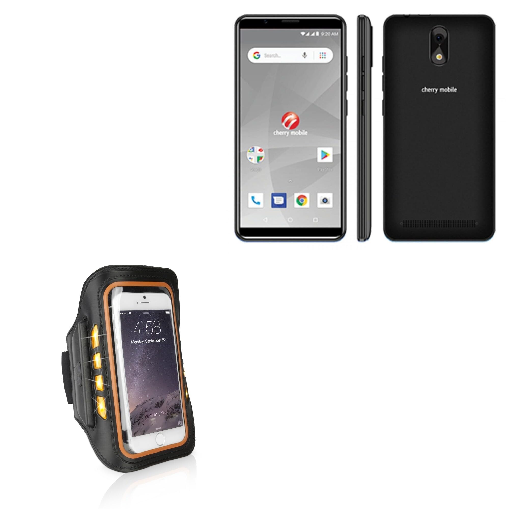 BoxWave Case Compatible with Cherry Mobile Flare J3s - JogBrite Sports Armband, High Visibility Safety Light LED Runners Armband - Bold Orange