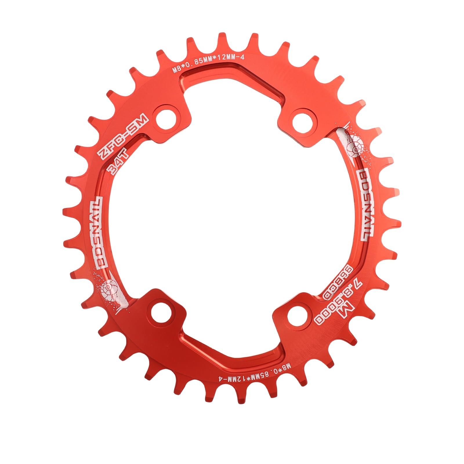 DJC Bike Chainring Asymmetrical 96BCD Round/Oval for XT SLX M6000 / M7000 / M8000 / M9000 MTB 7/8/9/10/11/12 Speed Narrow Wide 30T/32T/34T/36T/38T Tooth (6# Oval Red, 34T)