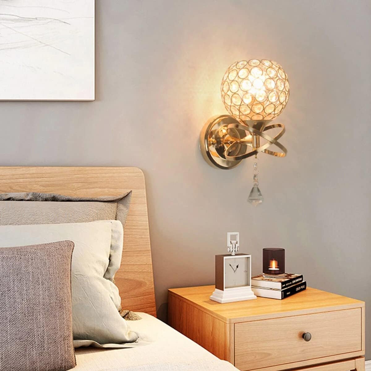 Luxury Crystal Ball Wall Light - Golden Frame -4
