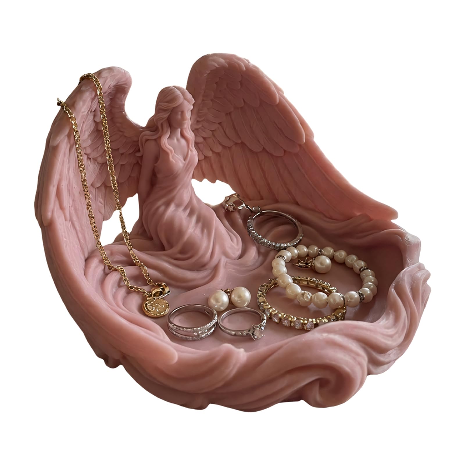 Oxxggkao Unique Gothic Angel Wing Shape Tray Jewelry Storage Plate for Organizing Earrings Rings and Other Small Decorative Items Elegant Jewelry Planner