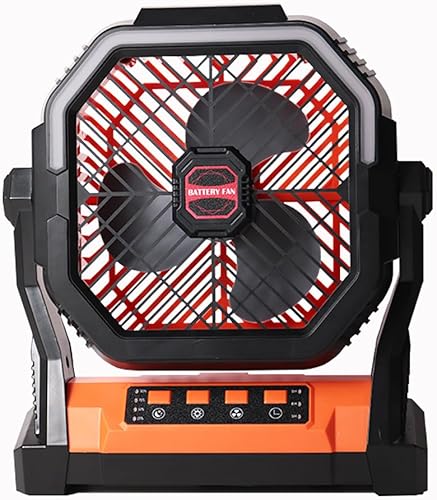 FCXJTU Ventilador de campamento portátil con linterna LED, ventilador de tienda de campaña recargable de 20000 mAh con gancho de luz, ventilador de