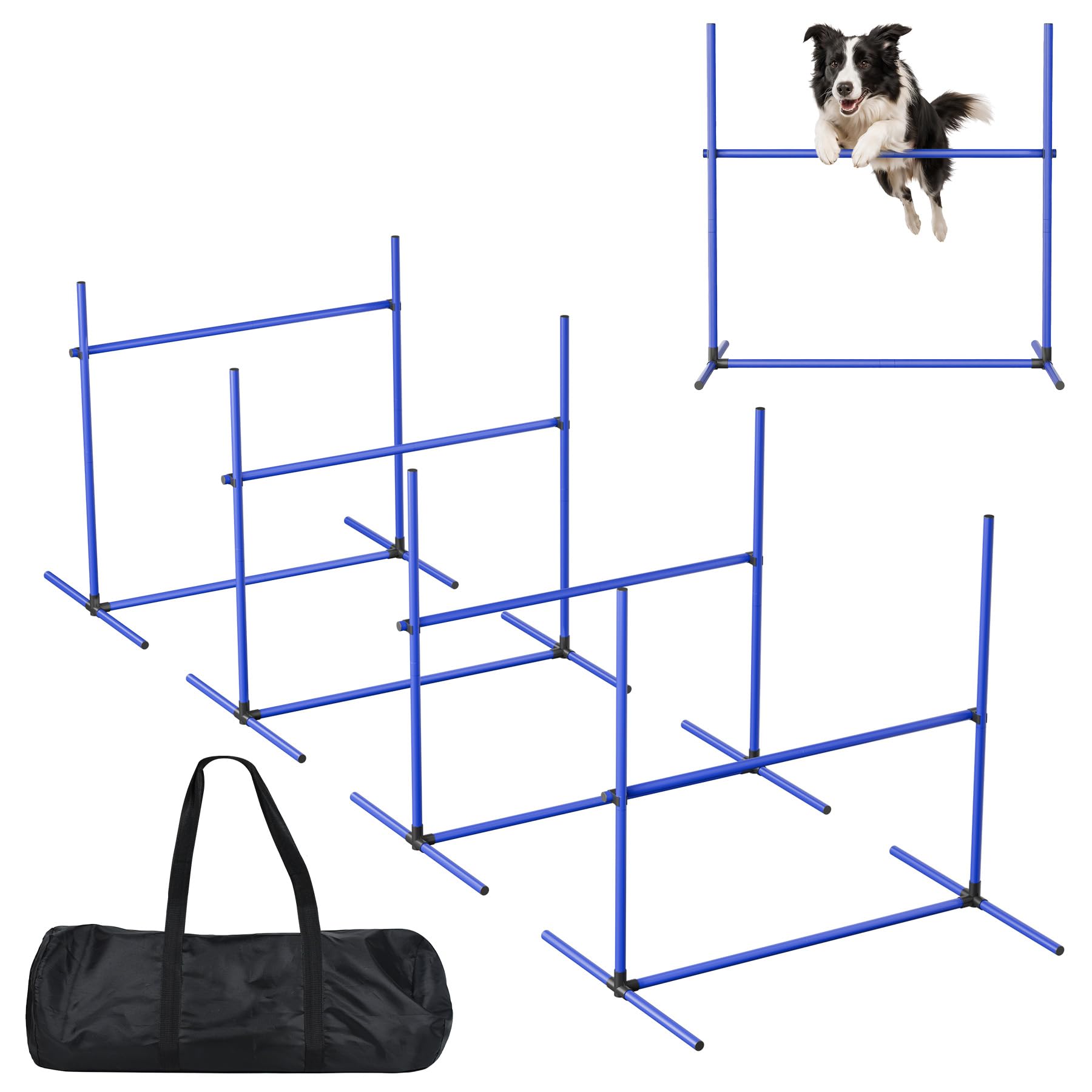 ACXIN Agility Set di accessori per addestramento del cane con 4 ostacoli, asta Slalom Agility per cani, facile da trasportare, regolabile in altezza con custodia, 104 x 70 x 101 cm, blu
