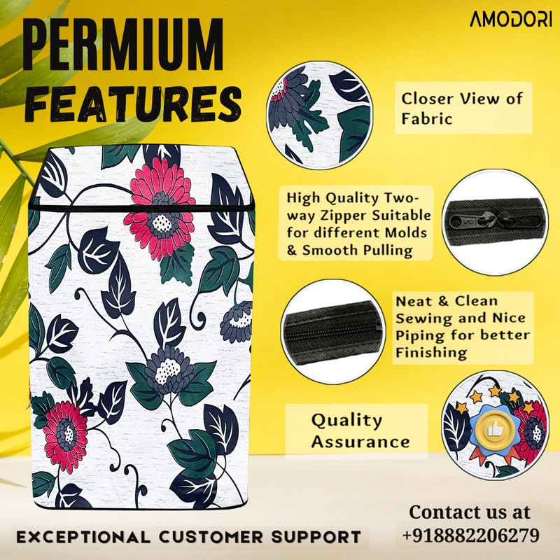 Image of Top-load washing machine cover LG Suitable For LG 8kg ,8.5kg ,9kg ,10kg ,10.5kg ,11 KG) floral White Multi Print