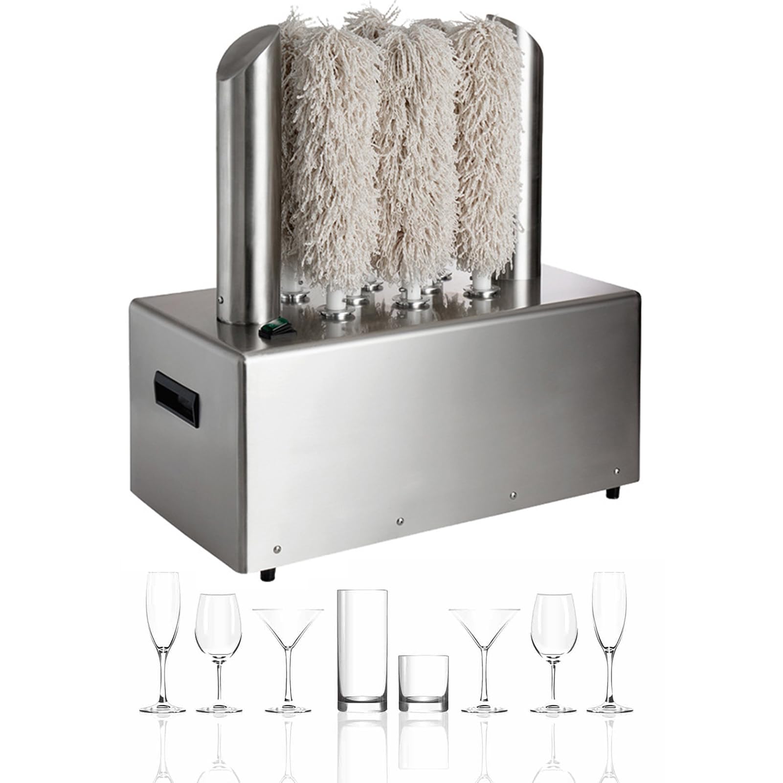 Machine à Polir Les Verres Sécheur-Polisseur Verres Électrique Pro 3 Brosses 300 Verres/H - pour Flûtes Champagne et Chopes Bière - Séchage Air 60°C - Bars, Restaurants, Cuisines