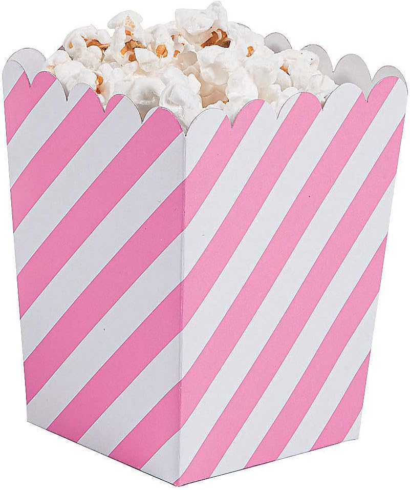 Fun Express MINI STRIPED CANDY PINK/WHITE POPCORN BOX : Amazon.co.uk ...