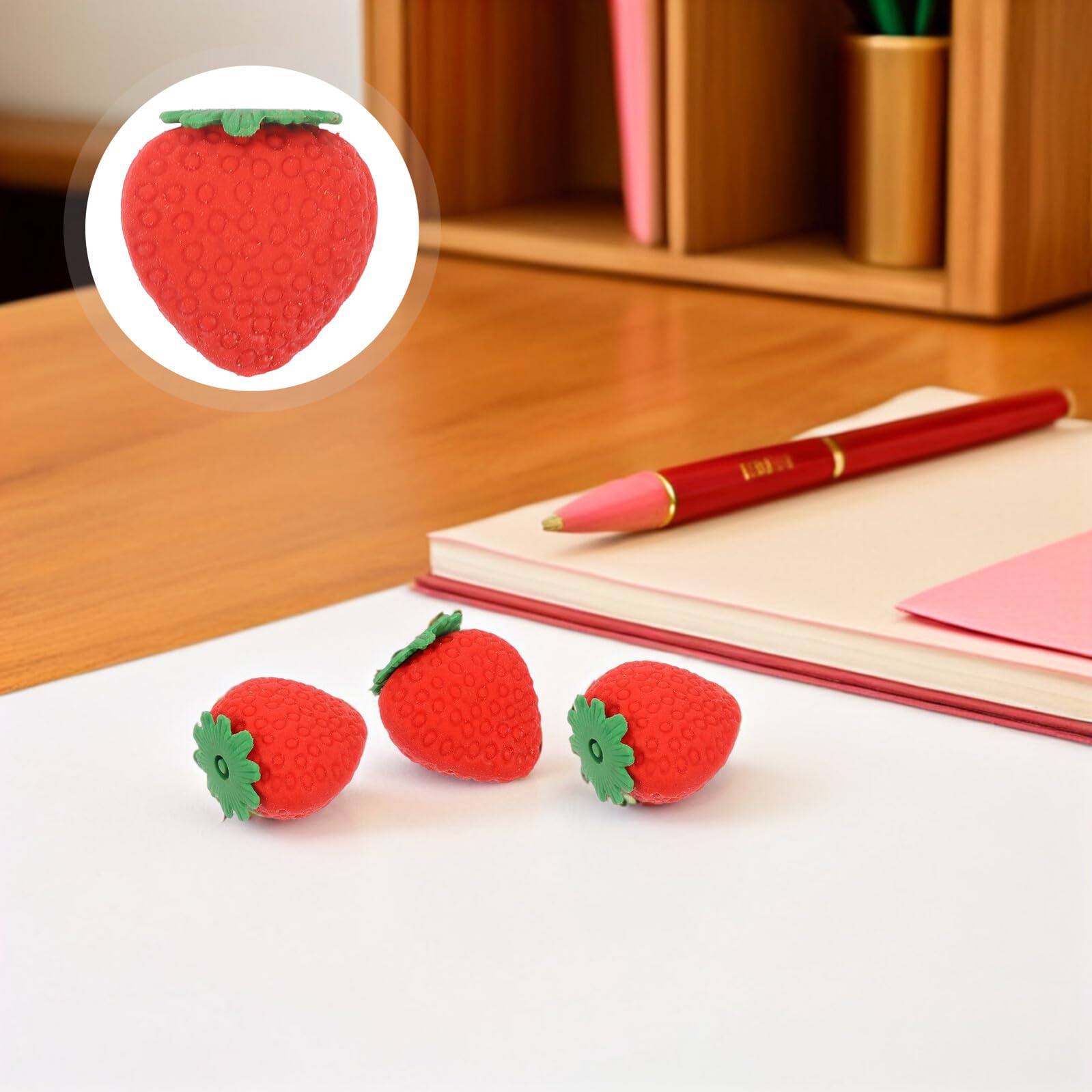 100 Gomme da Cancellare a Forma di Fragola Rossa Kawaii Mini Gomme Portatili per Uso Quotidiano per Scuola e Studio Sicure e Compatte per