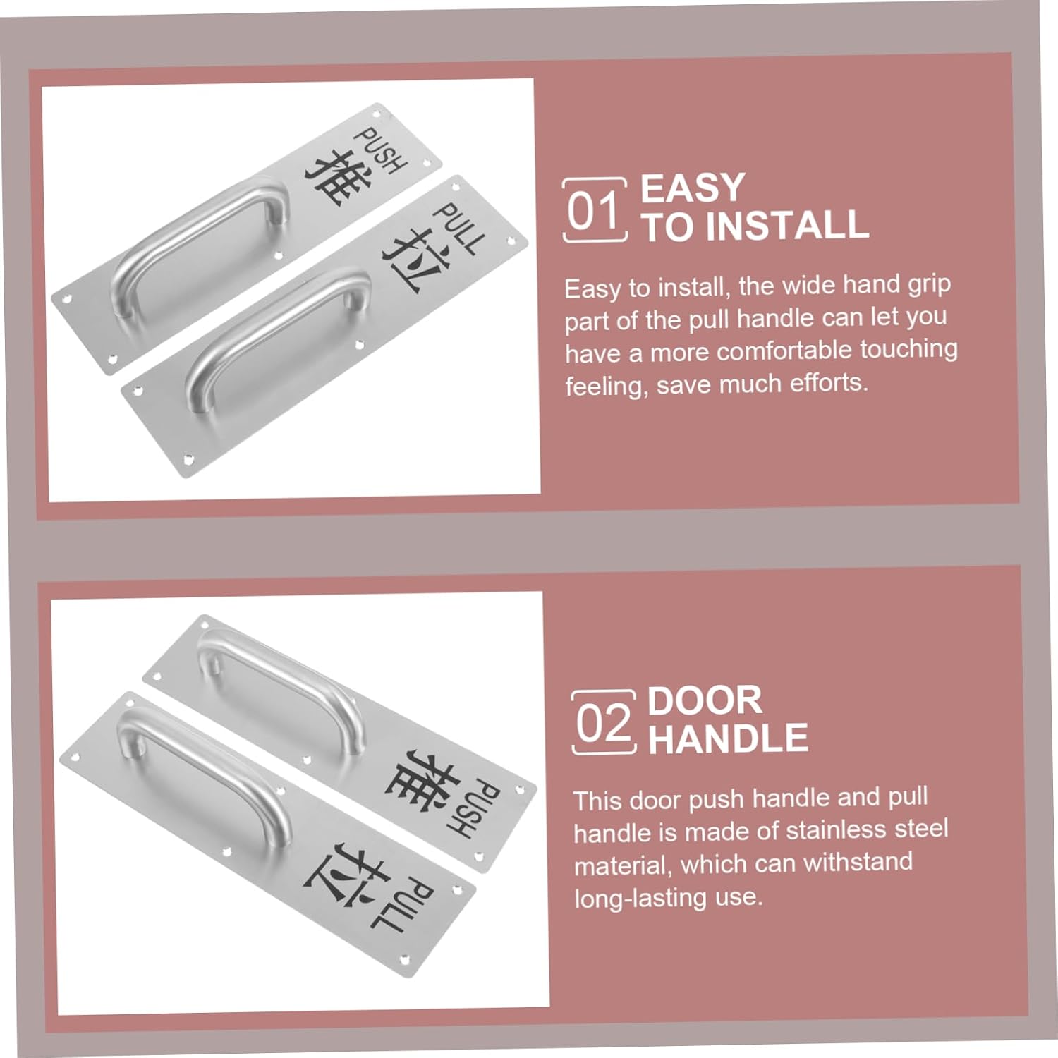 ORFOFE 1set Sliding Door Pull and Push Handle Commercial Door Handles Easy Installation Design