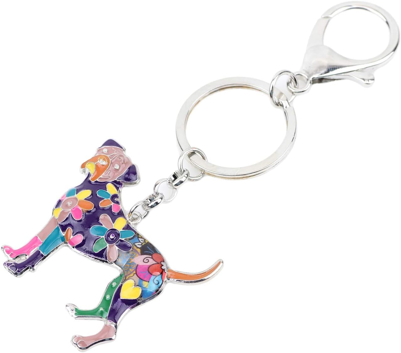 WEVENI Enamel Alloy Boxer Dog Keychain Pet Charms Jewelry For Women Girls Bag Car Wallet image 3