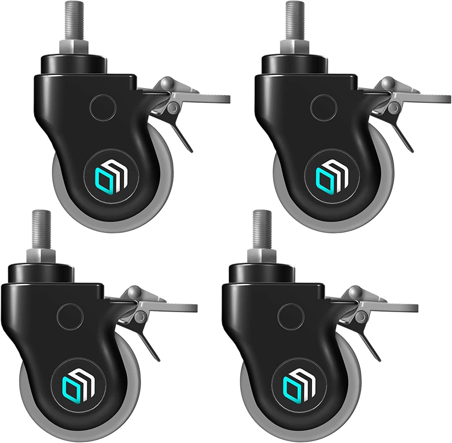 ONKRON Designer Caster Wheels 4 Inch for Mobile TV Cart TV Stand Heavy Duty Smooth Running with Double Safety Lock Plastic Casing Set of 4 AWL100