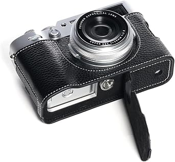 Handmade Genuine Leather Half Camera Case Bag Cover for FUJIFILM X100VI Black
