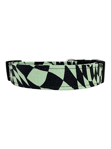 Banners Geometric Green and Black Dog Collar (X-Small)