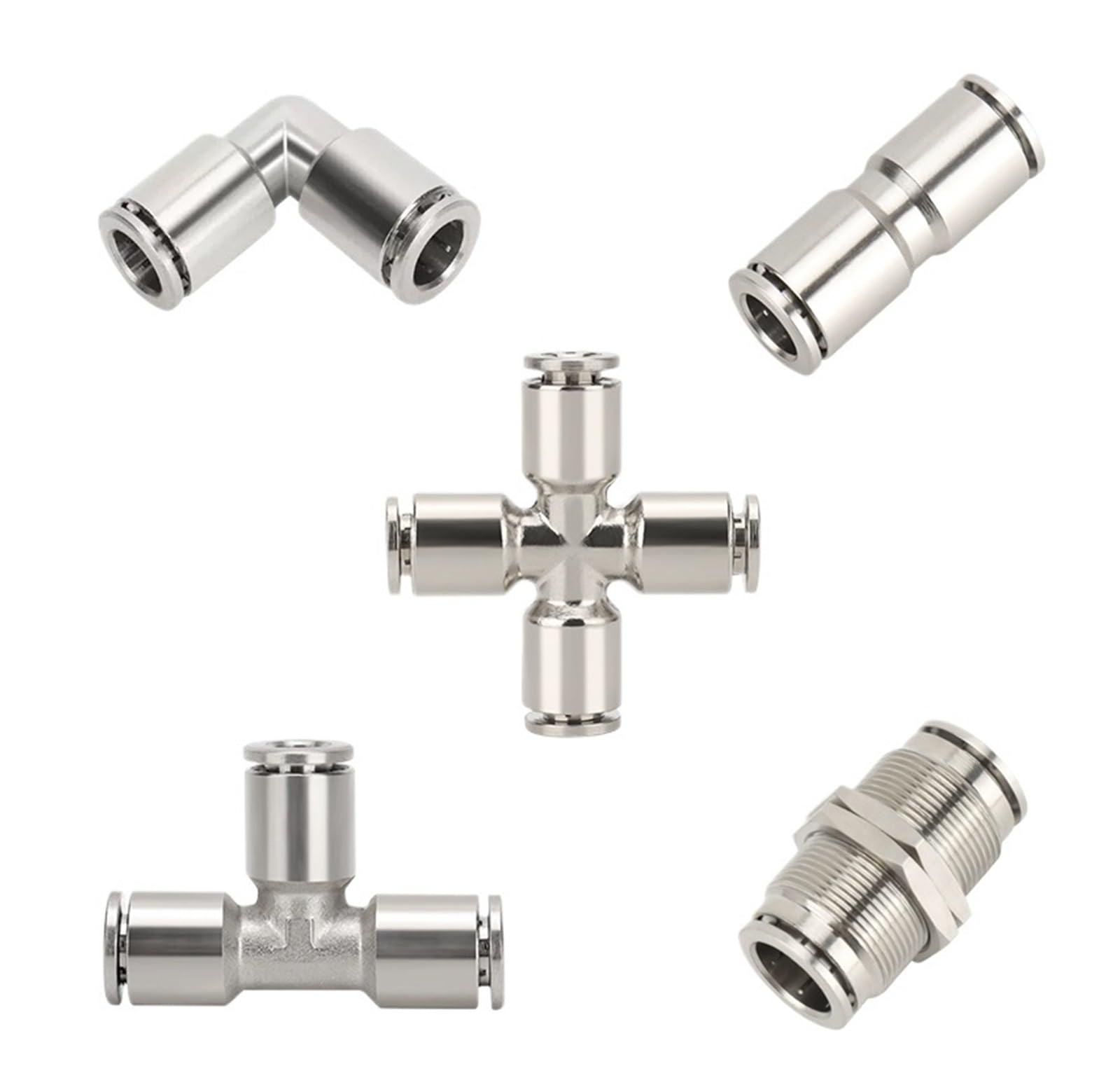Raccordo pneumatico con placcatura in nichel in metallo PU PE PY PV PM PZA Connettore per tubo aria raccordi rapidi per tubo flessibile a pressione dell'acqua (PE, 8 mm)