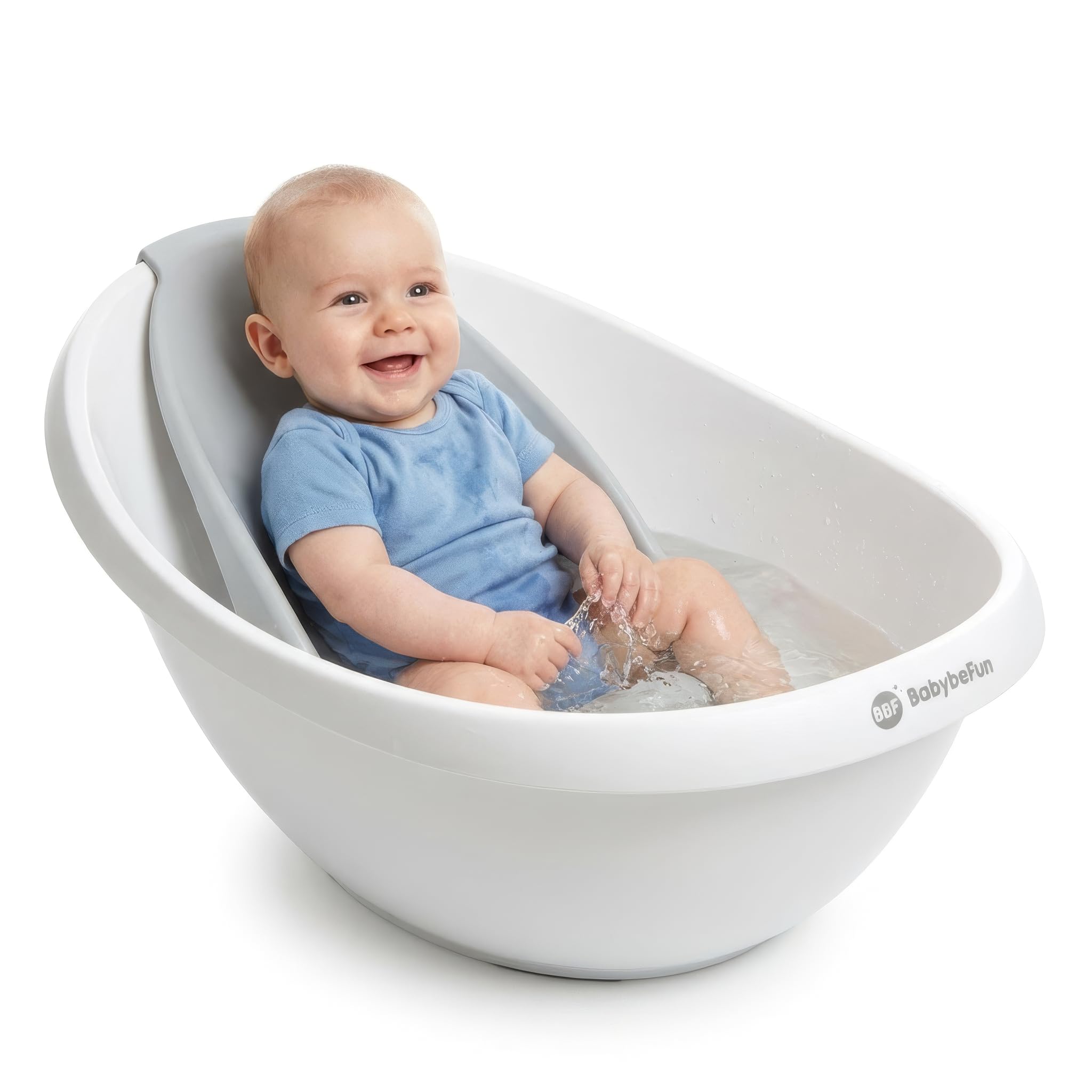 BabybeFun Baby Badewanne mit Badewanneneinsatz für Neugeborene [Testsieger] Rutschfeste Babybadewanne für Babys und Kleinkinder [0-12 Monate] Babywanne für Dusche Badewanne Weiß