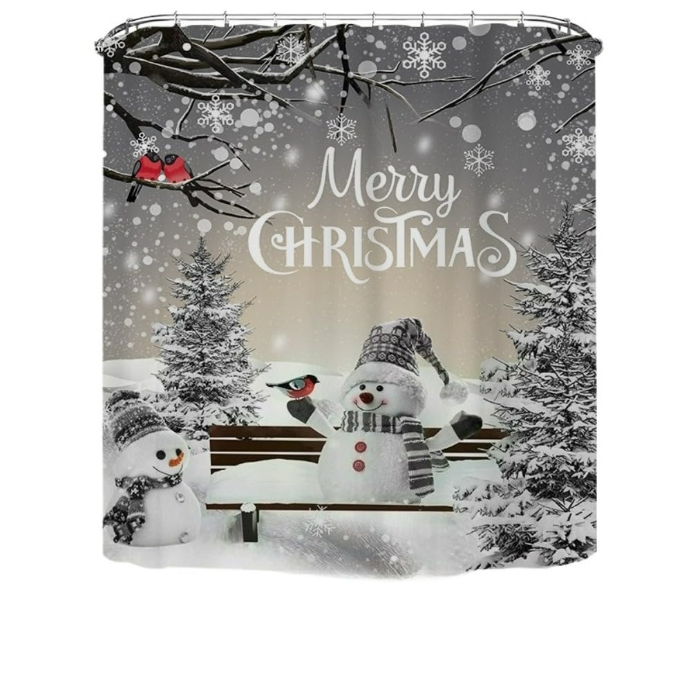 Rideau de douche Noël imperméable en polyester anti-moisissure lavable