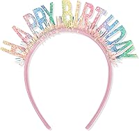 Vista 12 de CIEHER Diadema de corona de cumpleaños para mujeres y niñas, tiara con decoraciones - negro