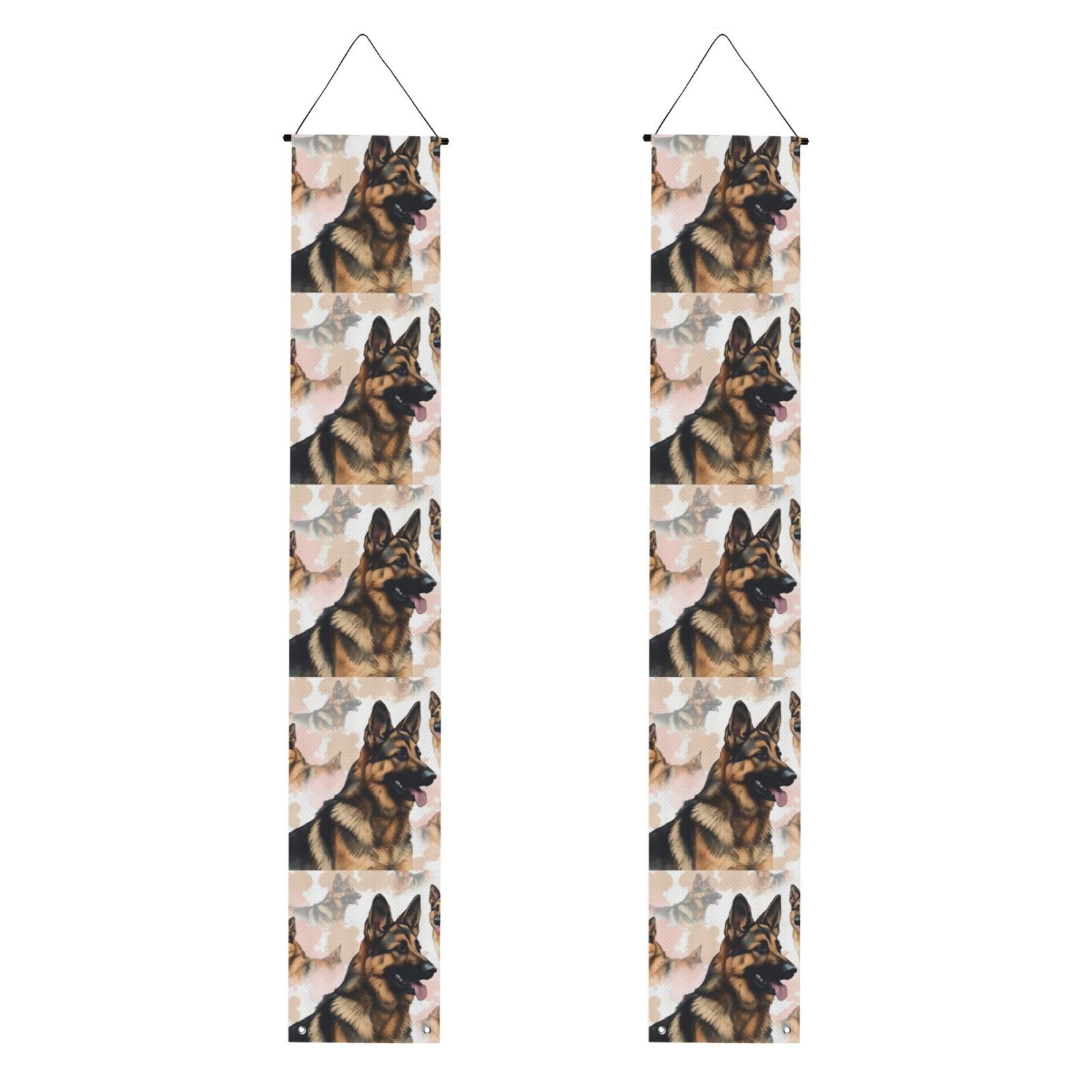 German Shepherd Dog Lovers Porch Banner 2PCS, Summer Hanging Flag Party Porch Sign Front Door Hanging Decorations for Indoor Outdoor Holiday Yard Decor Wall Backdrop 71 x 12 Inch