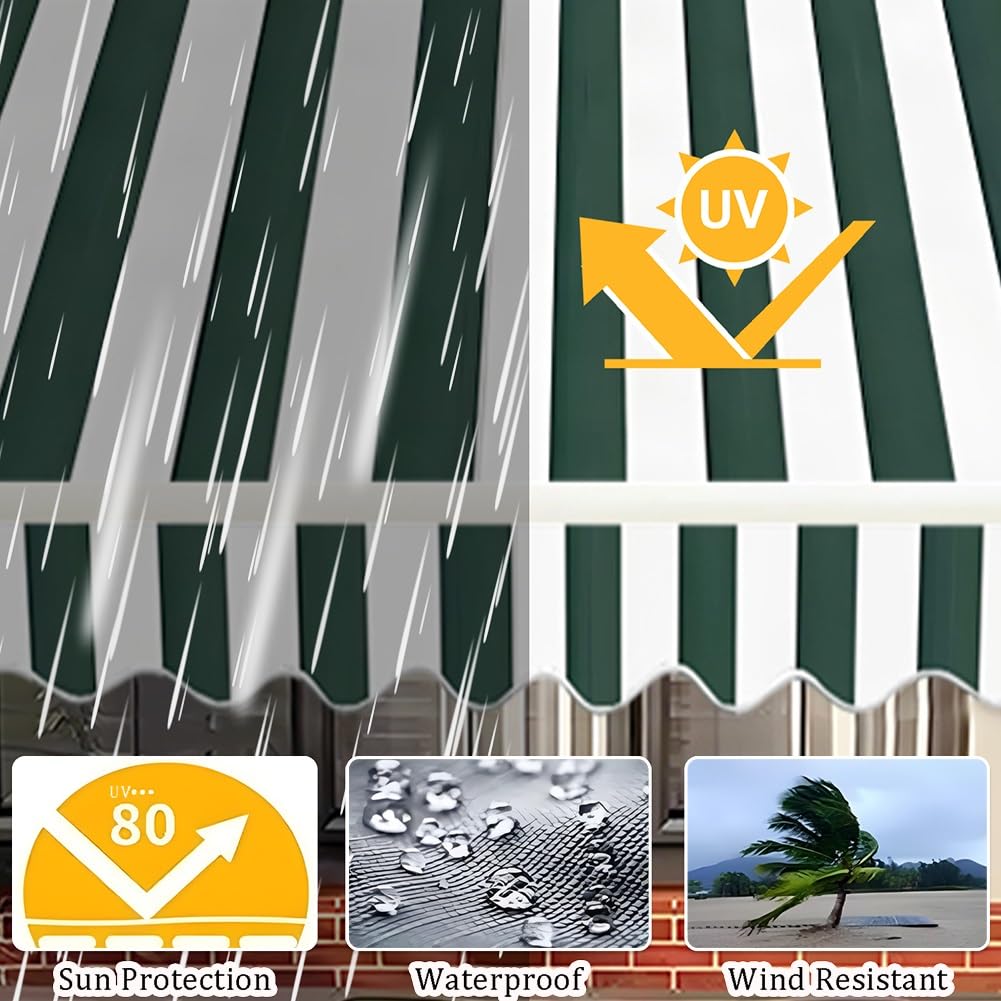 Genérico Tela De Repuesto para Toldo Retráctil De Balcón, 1.5/2/2.5/3/3.5/4.0m Lona De Repuesto para Exterior Tela De Toldo Impermeable, Sin Marco, Techo De Repuesto para Terraza Jardín(Negro)