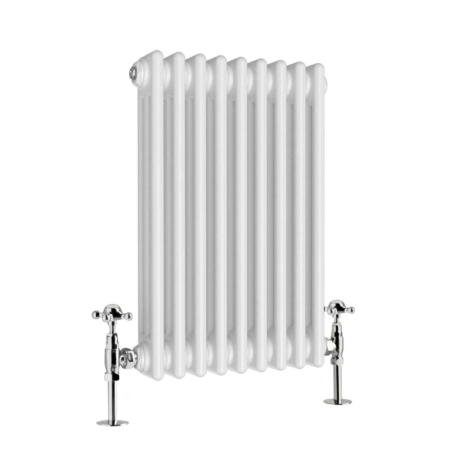 Warmehaus - Traditional Cast Iron Style White Triple Column Horizontal Radiator 600 x 425mm - Perfect for Bathrooms, Kitchen, Living Room