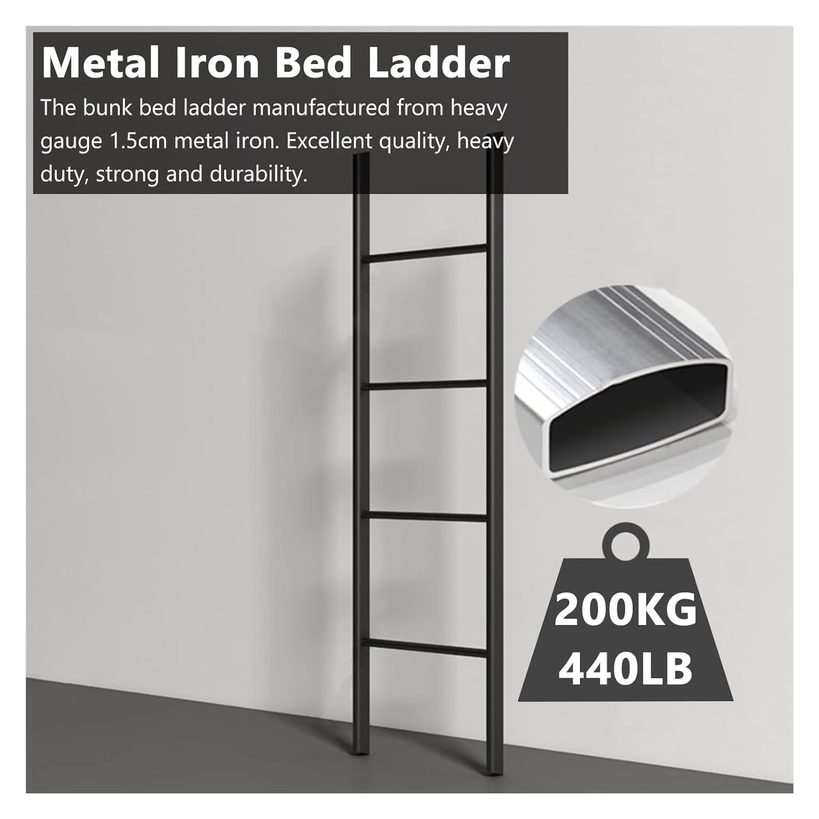 Escalera para literas de autocaravanas de 150 cm (59"). Escalera de Acceso para caravanas y autocaravanas. Escalera Plateada para Adultos. Ideal para Acceder fácilmente a Las literas.
