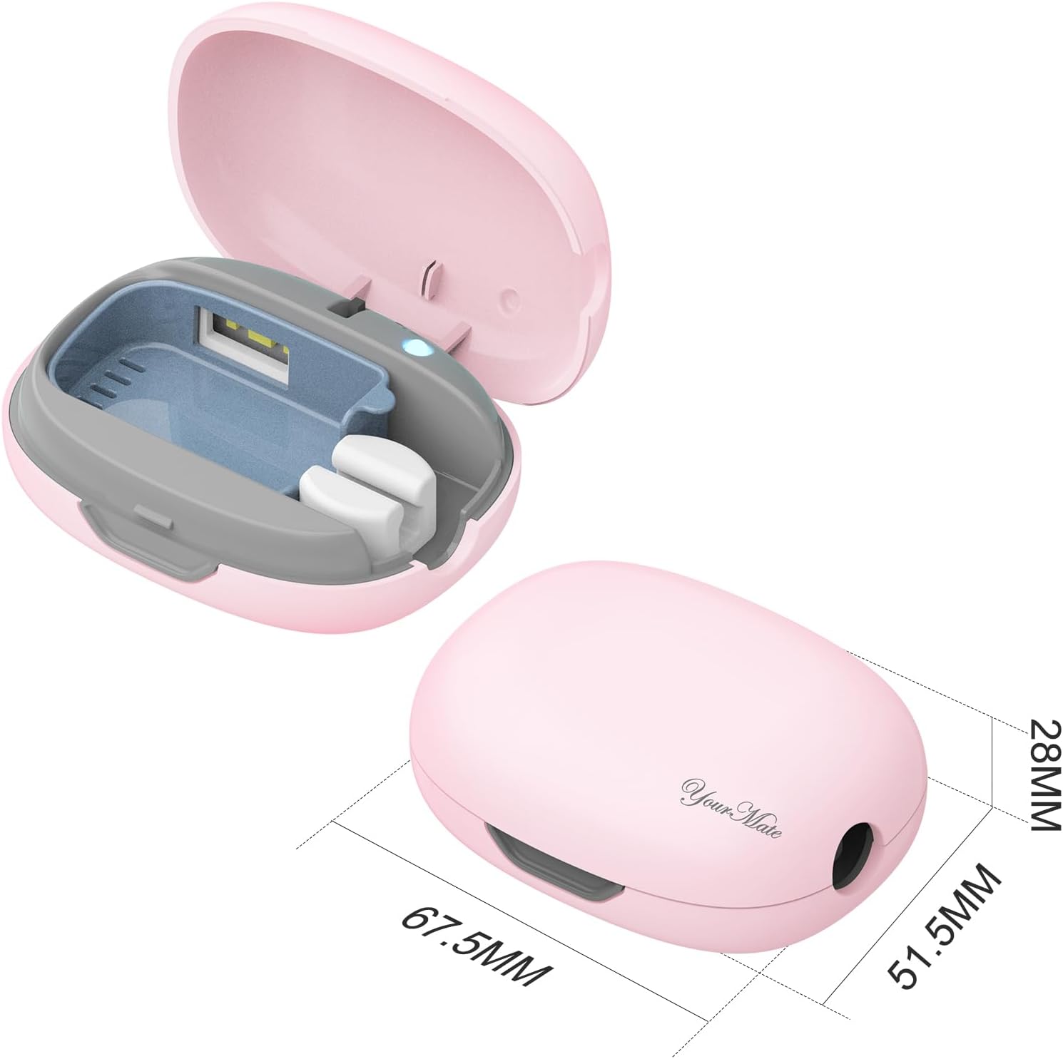 YourMate UVC Rechargerable Toothbrush Sanitizer Case Travel Toothbrush Covers Case with Holder for Houshold and Traveling or Business Trip Pink - Image 5