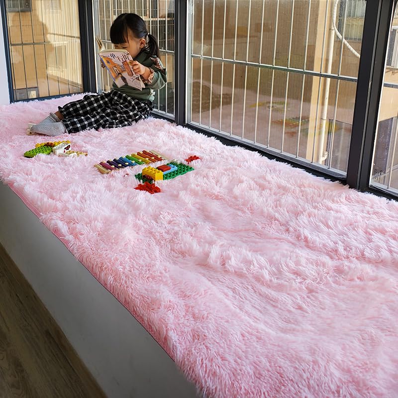 Tapis en peluche rose 160x50 cm antidérapant pour chambre